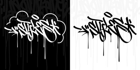 Abstract Hip Hop Hand Written Graffiti Style Word Styles Vector Illustration Art - obrazy, fototapety, plakaty