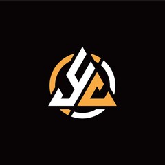 Y C initial logo modern triangle with circle on back