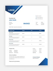 Creative Style Corporate  Invoice Design For Your Business Vector Template Design