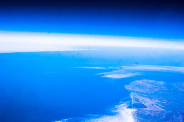 Aerial view of the fantastic and curious clouds, View on an airplane,