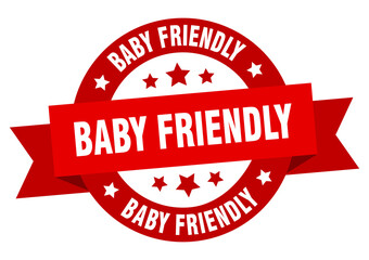 baby friendly round ribbon isolated label. baby friendly sign