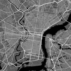 Urban city map of Philadelphia. Vector poster. Grayscale street map.