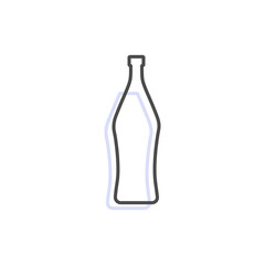 Simple line shape of vermouth bottle. One contour figure of a bottle, the second drink. Outline symbol wine light color. Sign liquid green. Isolated flat illustration on a white background