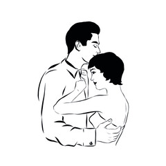 Obraz premium Lady and gentleman. Hand drawn couple in vintage style from the nineteenth century. Retro people. 