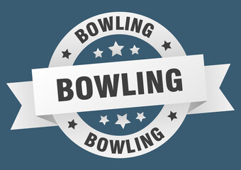 bowling round ribbon isolated label. bowling sign