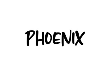 Phoenix city handwritten typography word text hand lettering. Modern calligraphy text. Black color