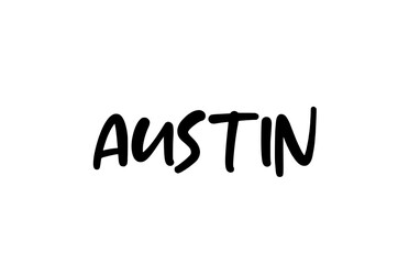 Austin city handwritten typography word text hand lettering. Modern calligraphy text. Black color