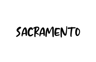 Sacramento city handwritten typography word text hand lettering. Modern calligraphy text. Black color