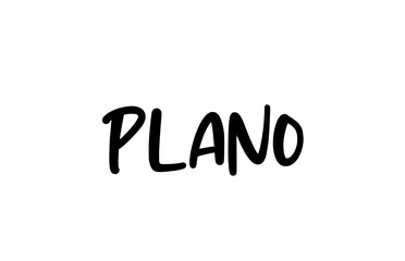 Plano city handwritten typography word text hand lettering. Modern calligraphy text. Black color
