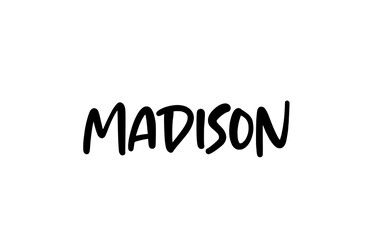 Madison city handwritten typography word text hand lettering. Modern calligraphy text. Black color