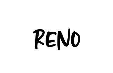 Reno city handwritten typography word text hand lettering. Modern calligraphy text. Black color