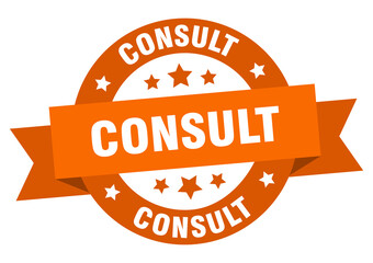 consult round ribbon isolated label. consult sign