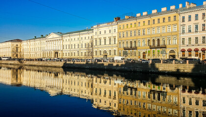 Fototapeta na wymiar Embankment of Fontanka River. St.Petersburg, Russia