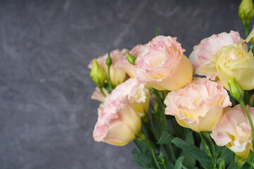 Eustoma flowers (Lisianthus flowers) background with copy space