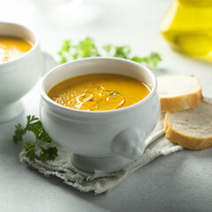 Delicious homemade pumpkin soup