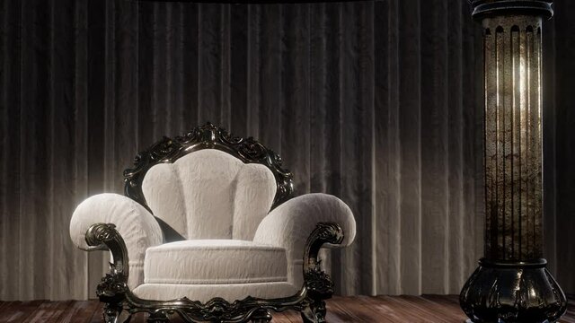 luxurious theater curtain stage with chair
