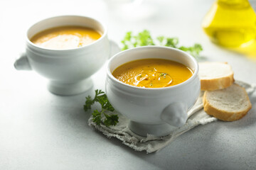Delicious homemade pumpkin soup