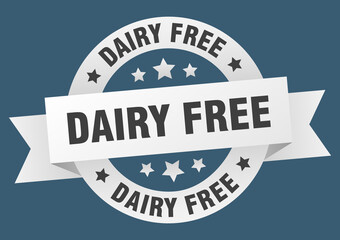 dairy free round ribbon isolated label. dairy free sign