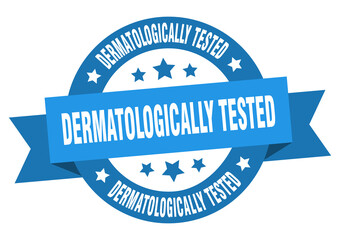 dermatologically tested round ribbon isolated label. dermatologically tested sign
