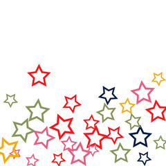 Colorful Stars Confetti, Mystery Sparkling Vector Background. Trendy Glowing Magic Glitter, Lights. Festive Falling Colorful Stars Confetti for Ads, Posters. 
