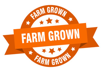 farm grown round ribbon isolated label. farm grown sign