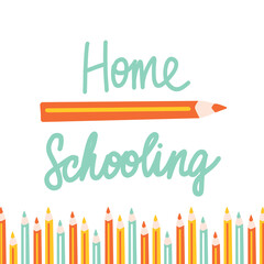 Home schooling. Vector illustration in flat style. Elementary school, back to school, learning