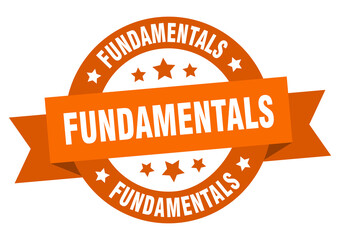 fundamentals round ribbon isolated label. fundamentals sign