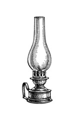 Ink sketch of kerosene lamp.