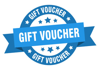 gift voucher round ribbon isolated label. gift voucher sign