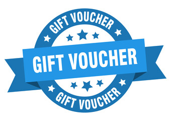 Obraz premium gift voucher round ribbon isolated label. gift voucher sign