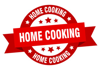 home cooking round ribbon isolated label. home cooking sign
