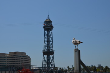 Funicular tower in Barcelona.