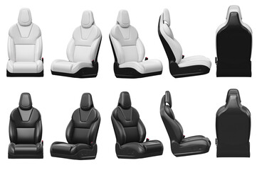 Seat car chair set leather automobile. 3D rendering - 370153134