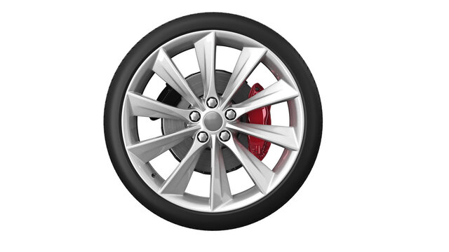 Wheel tyre disk protect car, front view. 3D rendering