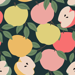Apple pattern. Vector seamless texture. Modern abstract design for paper, cover, fabric, interior decor and other uses.