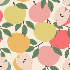 Apple pattern. Vector seamless texture. Modern abstract design for paper, cover, fabric, interior decor and other uses.