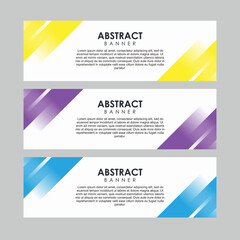Set of Abstract Trendy Banner Design Template Vector, Professional Modern Graphic Banner Element with Yellow, Purple and Blue Geometric Background