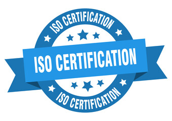 iso certification round ribbon isolated label. iso certification sign