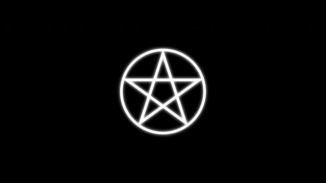 Pentagram five-pointed star. Animated magic sign. Transparent background