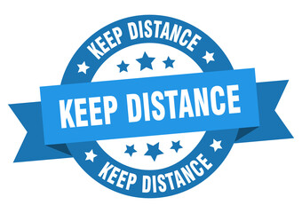 keep distance round ribbon isolated label. keep distance sign