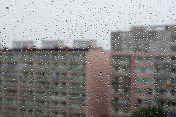 Rainy view to the city