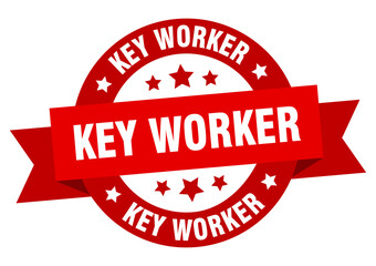 key worker round ribbon isolated label. key worker sign