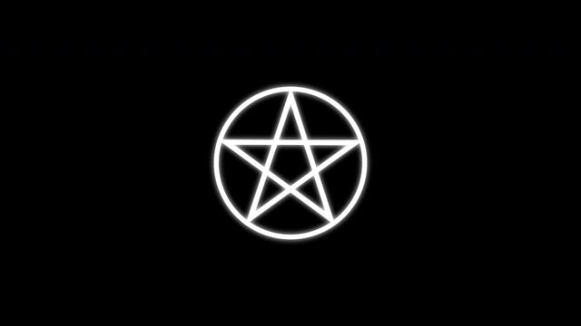 Pentagram turns over and turns into an ominous sign. Animated magic sign. Transparent background