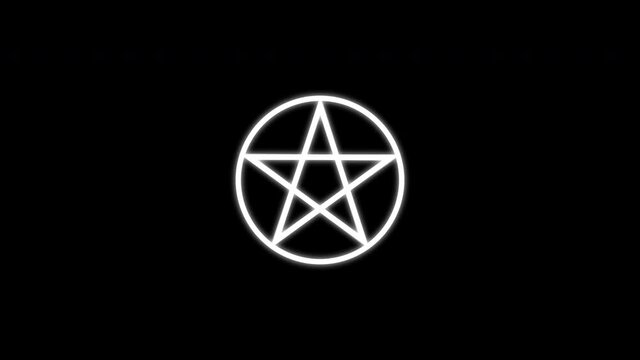 Pentagram turns over and turns into an ominous sign. Animated magic sign. Transparent background