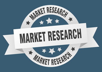 market research round ribbon isolated label. market research sign