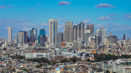 Fototapeta na wymiar 三軒茶屋キャロットタワーから見た新宿の超高層ビル群