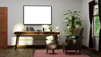 3D illustration decorative the living room relaxing corner