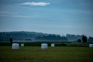 rural landscape with blue sky, medelpad, sweden