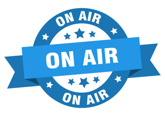 on air round ribbon isolated label. on air sign