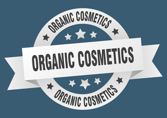 organic cosmetics round ribbon isolated label. organic cosmetics sign